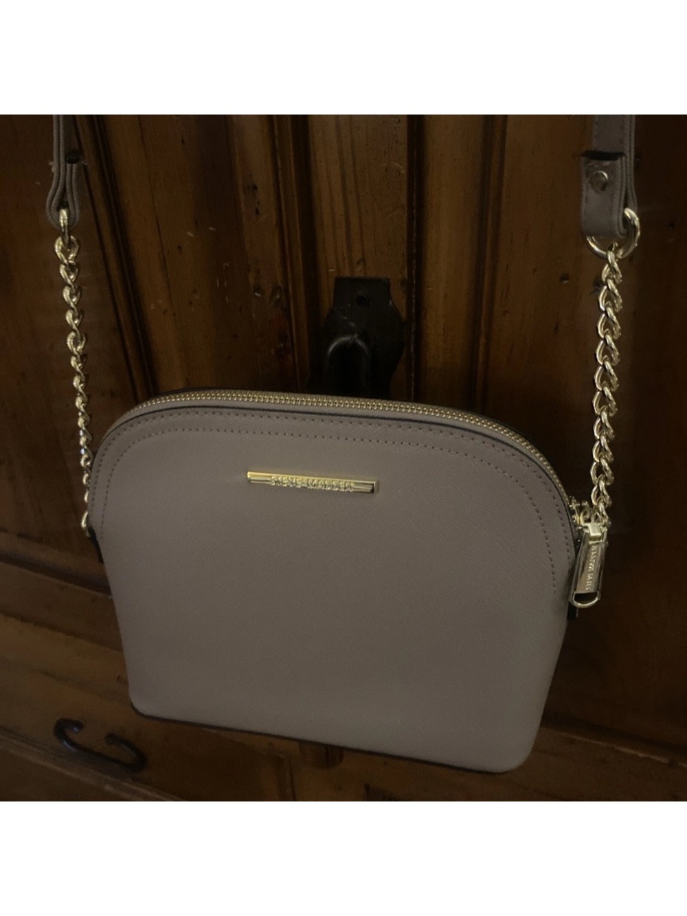 Women's STEVE MADDEN Bmaggie Dome Crossbody Bag-Nude/Taupe-Gold Accents